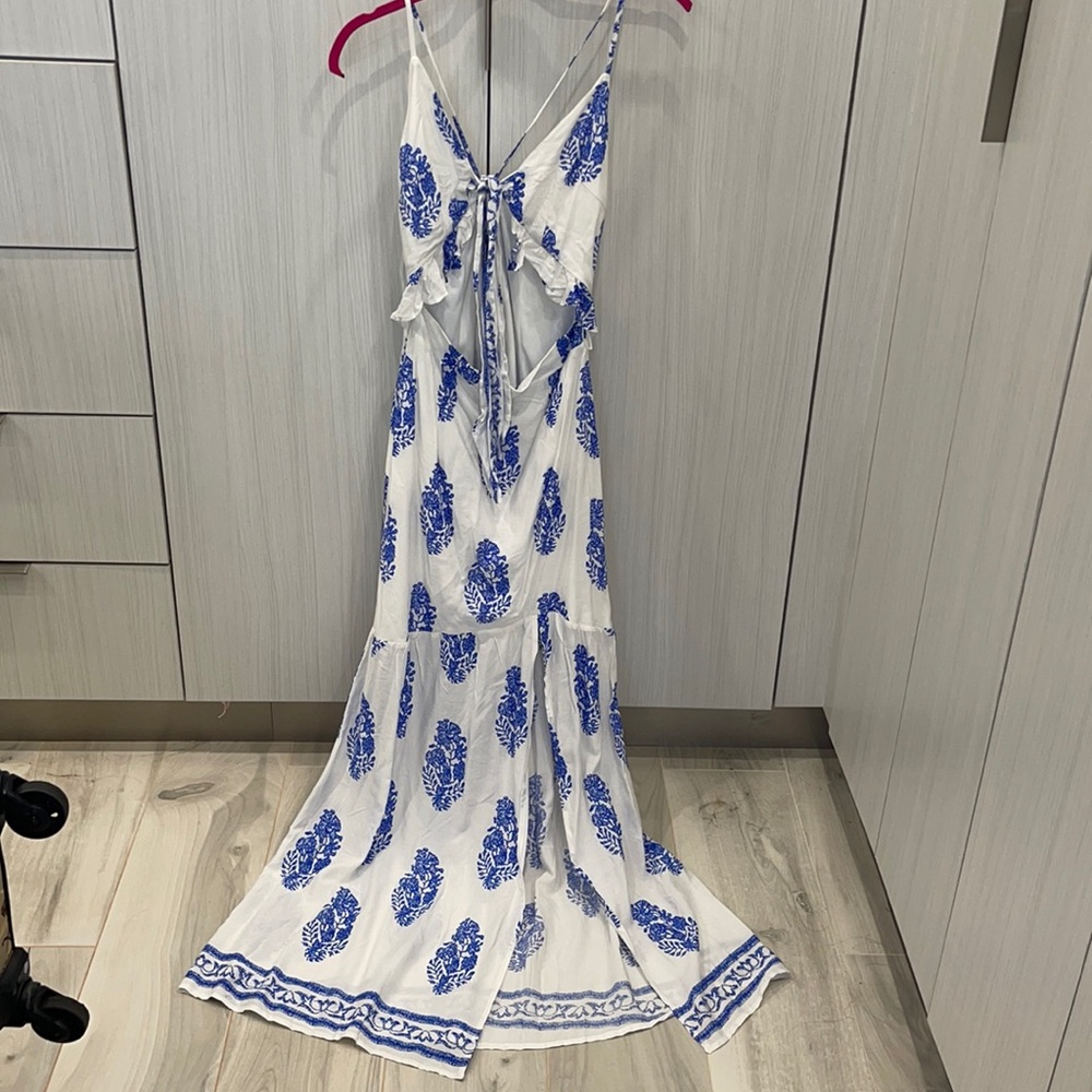 White and Blue Design Dress